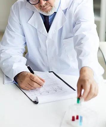 Medico haciendo un analisis medico